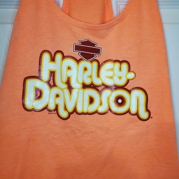Harley Davidson Orange Tank Sz M - Picture 2 of 9